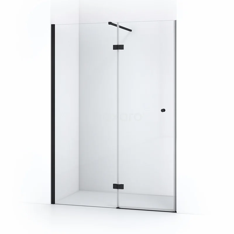 Duschtür Amber 150cm Klar Sicherheitsglas Matt Schwarz WTB86110M Moderne Glastür mit schwarzen Akzenten, minimalistisches Design, ideal für eine schlichte Badezimmer Einrichtung.