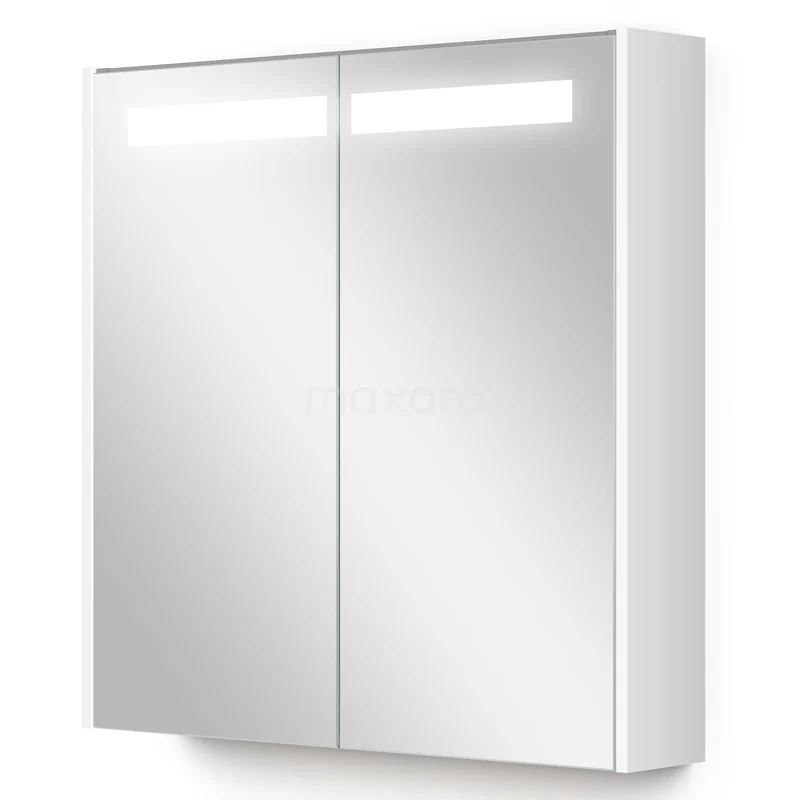 Spiegelschrank mit Beleuchtung Modulo 70x70cm Hochglanz Weiß K99-0700-59008-04 Weiße Spiegelschrank mit LED-Beleuchtung und Schiebetüren, ideal als praktische Badezimmerlagerung.