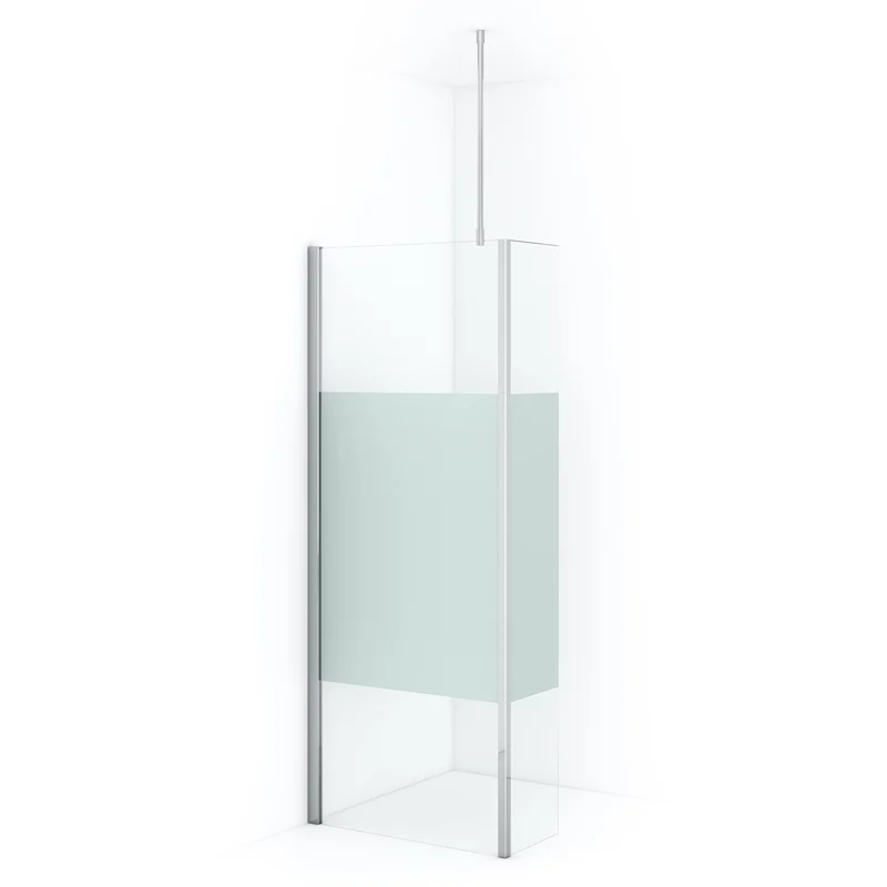 Diamond Walk-in shower | 80 cm Chrome Clear with matt strip Fixed wall with side panel IDC0803713CN