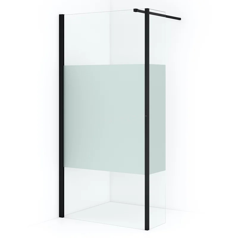 Diamant Begehbare Dusche IDC1003113MBN Schwarze begehbare Dusche mit mattglas Paneel, modernes Design und klare Linien, perfekt für eine stilvolle Badezimmer Einrichtung.