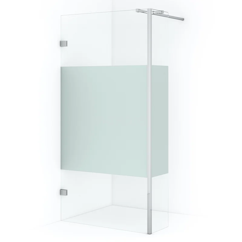 Diamond Walk-in shower | 90 cm Chrome Clear with matt strip Fixed wall with side panel IDC0903323CN