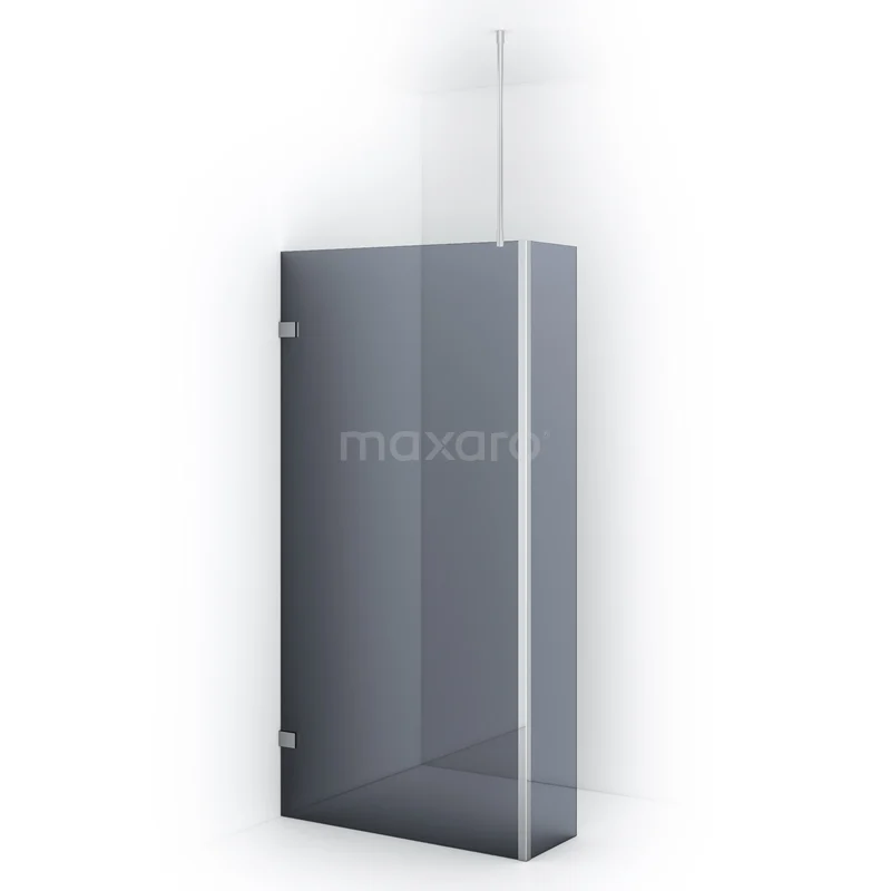 Diamond Walk-in shower | 100 cm Chrome Smoke glass Fixed wall with side panel IDC1003721C
