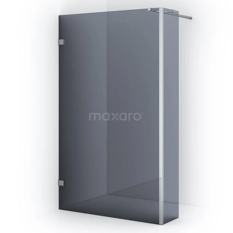 Diamond Walk-in shower | 120 cm Chrome Smoke glass Fixed wall with side panel IDC1203321C