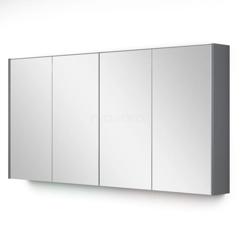 Spiegelschrank mit Beleuchtung Modulo 137.6x70cm Mittelgrau K99-1400-59009-03 Wandhängender silberfarbener Spiegelschrank mit vier Türen, schickem Design und viel Stauraum.