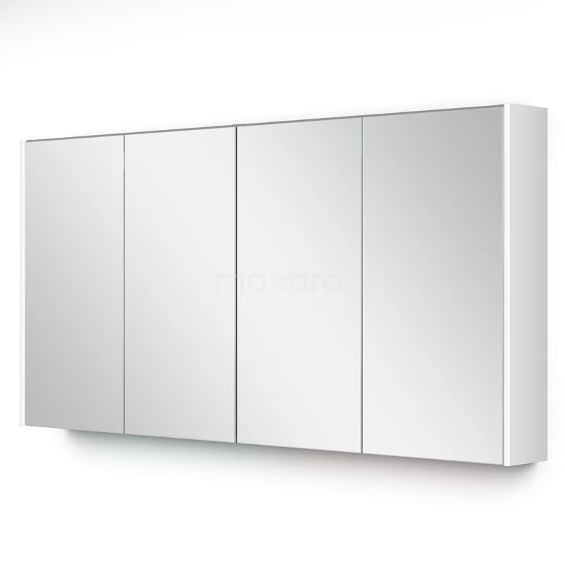 Spiegelschrank mit Beleuchtung Modulo 137.6x70cm Hochglanz Weiß K99-1400-59009-04 Weißer Spiegelschrank mit vier Türen, modernes Design, ideal für Badezimmerlagerung, aus hochwertigem Material gefertigt.