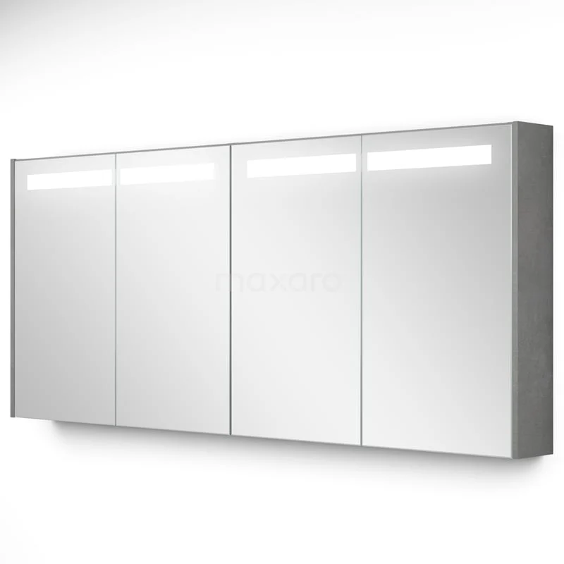 Spiegelschrank mit Beleuchtung Modulo 157.6x70cm hellgrauer Beton K99-1600-59008-50 Aluminium Badschrank mit vier Spiegeldecken und eingebauter LED-Beleuchtung, modernes Design für einen straffen Badezimmerstil.