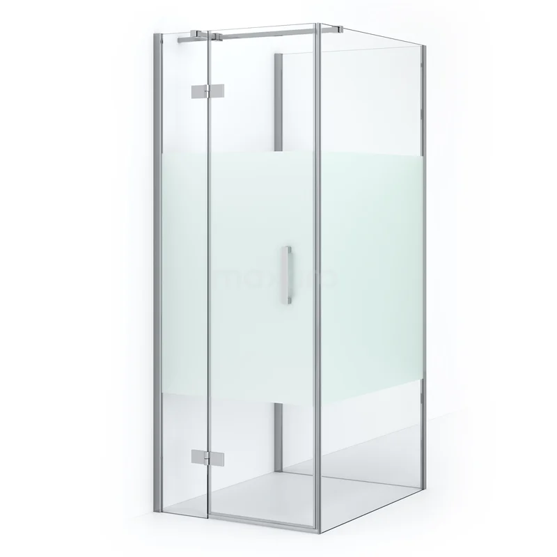 Diamond Shower enclosure | 90x80 cm Chrome Clear with matt strip Pivot door Semi-detached rectangle CDF21350908313C