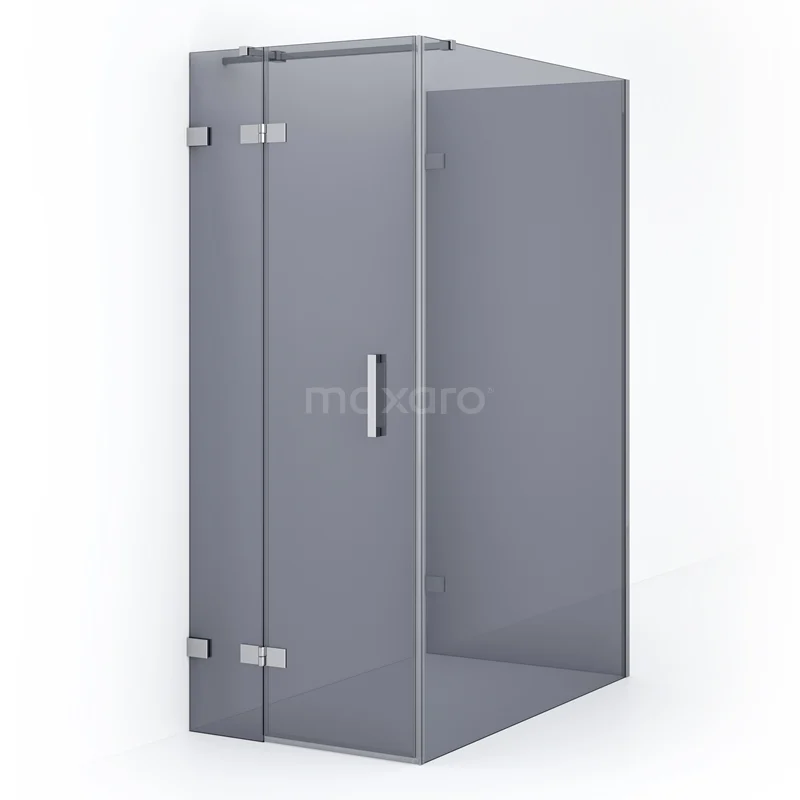 Diamond Shower enclosure | 140x80 cm Chrome Smoke glass Pivot door Semi-detached rectangle CDF21351408321C