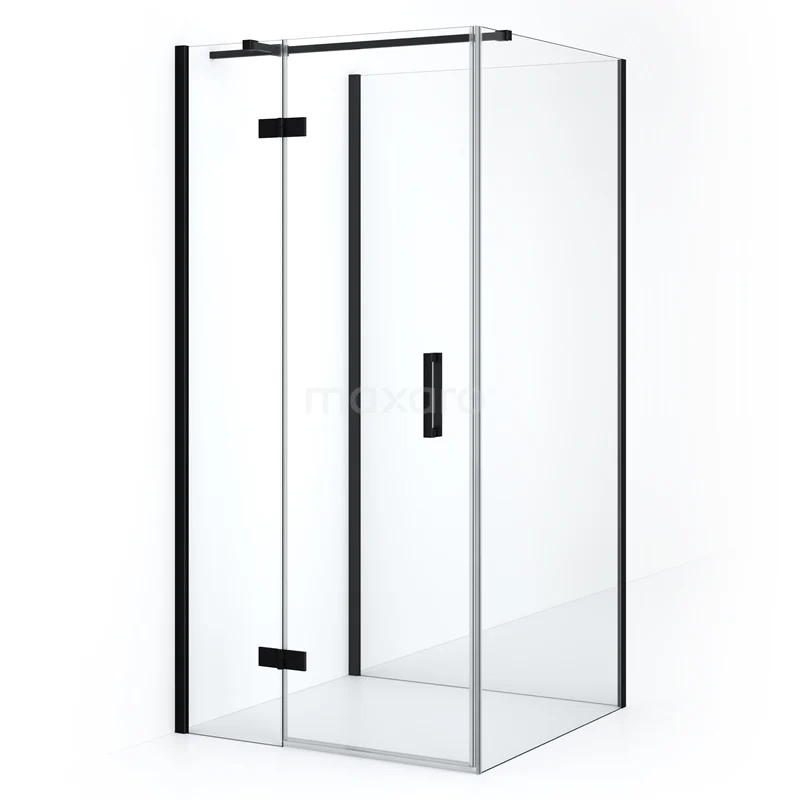 Diamond Shower enclosure | 90x90 cm Matte black Clear glass Pivot door Semi-detached square CDF21360909310MB