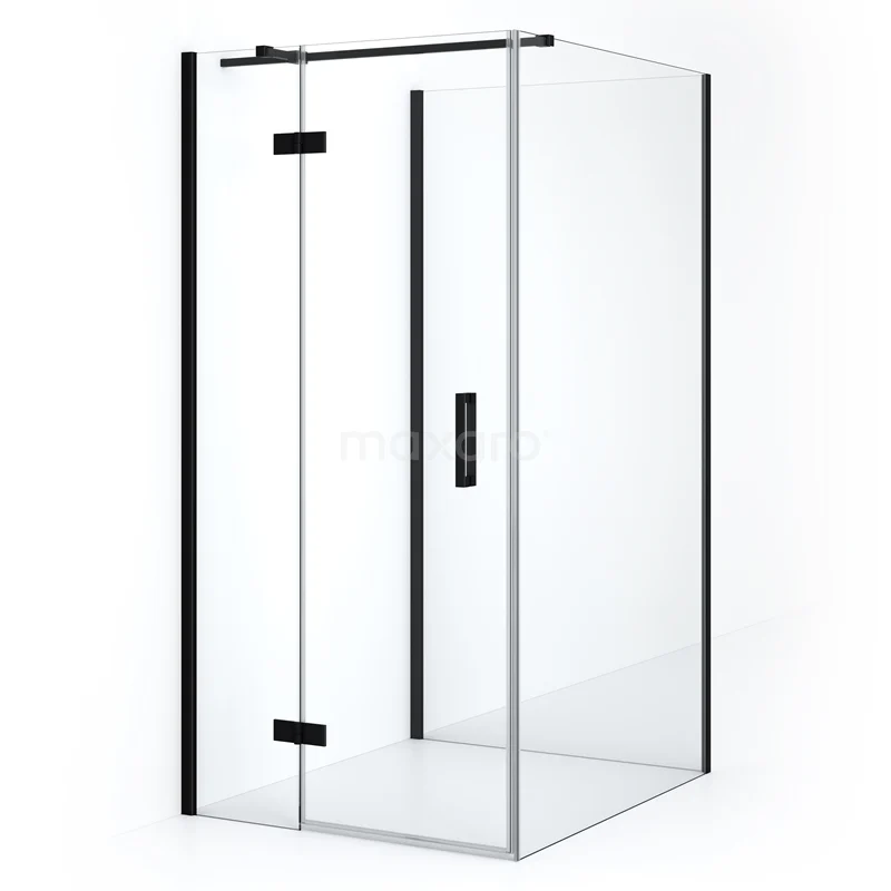 Diamond Shower enclosure | 110x90 cm Matte black Clear glass Pivot door Semi-detached rectangle CDF21361109310MB