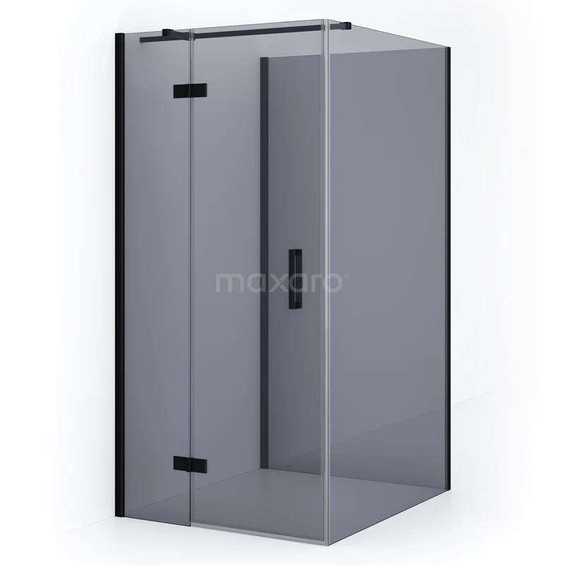 Diamond Shower enclosure | 110x90 cm Matte black Smoke glass Pivot door Semi-detached rectangle CDF21361109311MB