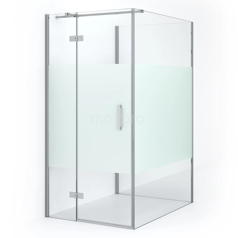 Diamond Shower enclosure | 140x90 cm Chrome Clear with matt strip Pivot door Semi-detached rectangle CDF21451409313C