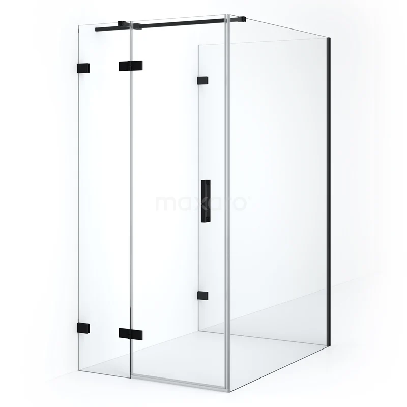 Diamond Shower enclosure | 130x90 cm Matte black Clear glass Pivot door Semi-detached rectangle CDF21361309320MB