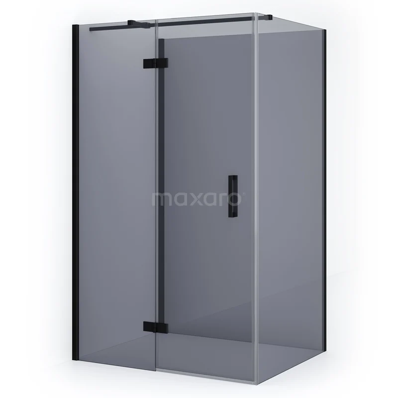 Diamond Shower enclosure | 120x90 cm Matte black Smoke glass Pivot door Semi-detached rectangle CDF21660912311MB