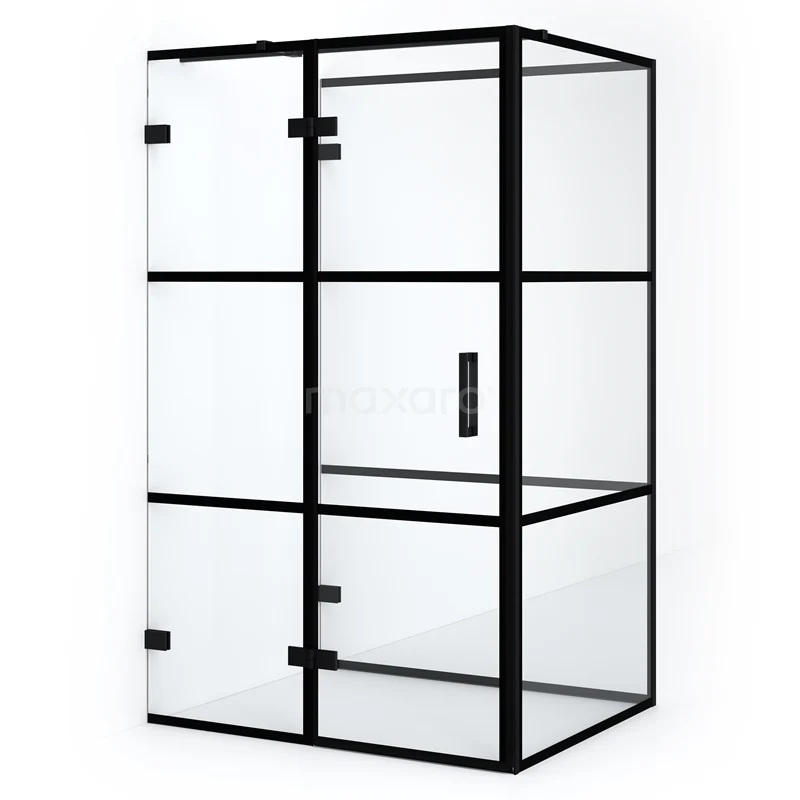Diamond Shower enclosure | 120x100 cm Matte black Clear with 4 black stripes Pivot door Semi-detached rectangle CDF21661012328MB