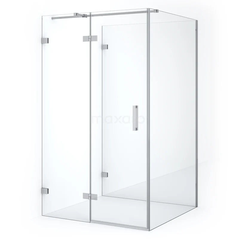 Duschkabine halb freistehend Diamond 130x120cm 8mm klares Sicherheitsglas Chrom CDF21661312320C Eck-Duschkabine aus Klarglas mit Aluminiumprofilen, elegantes Design für ein modernes Badezimmer.