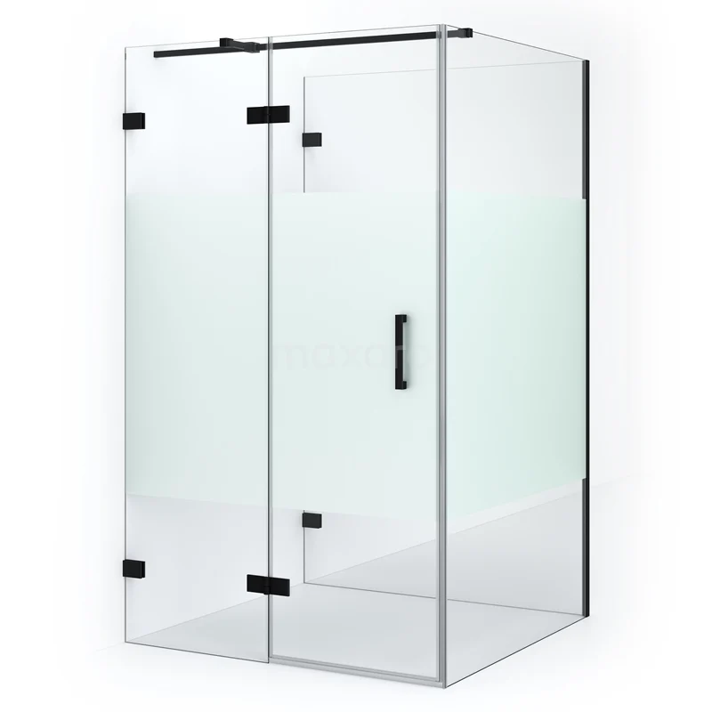 Diamond Shower enclosure | 120x120 cm Matte black Clear with matt strip Pivot door Semi-detached square CDF21661212323MB