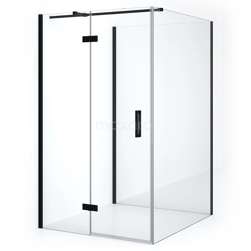 Duschkabine halb-freistehend Diamond 130x120cm 8mm klares Sicherheitsglas Matt Schwarz CDF21661312310MB Moderne Glaskabine mit schwarzem Metallprofil, ideal für eine stilvolle Badezimmergestaltung.