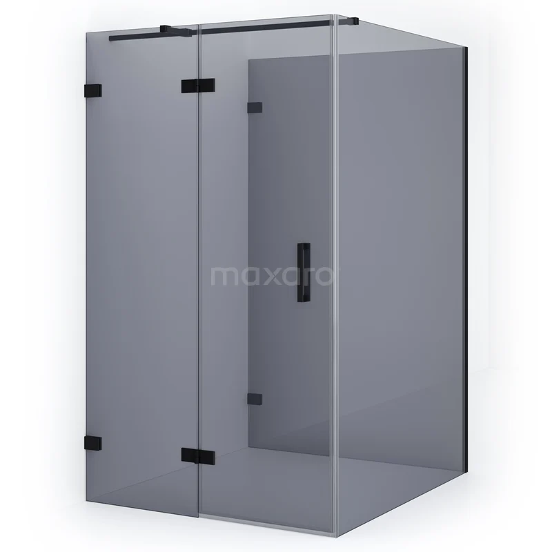 Diamond Shower enclosure | 140x110 cm Matte black Smoke glass Pivot door Semi-detached rectangle CDF21561411321MB