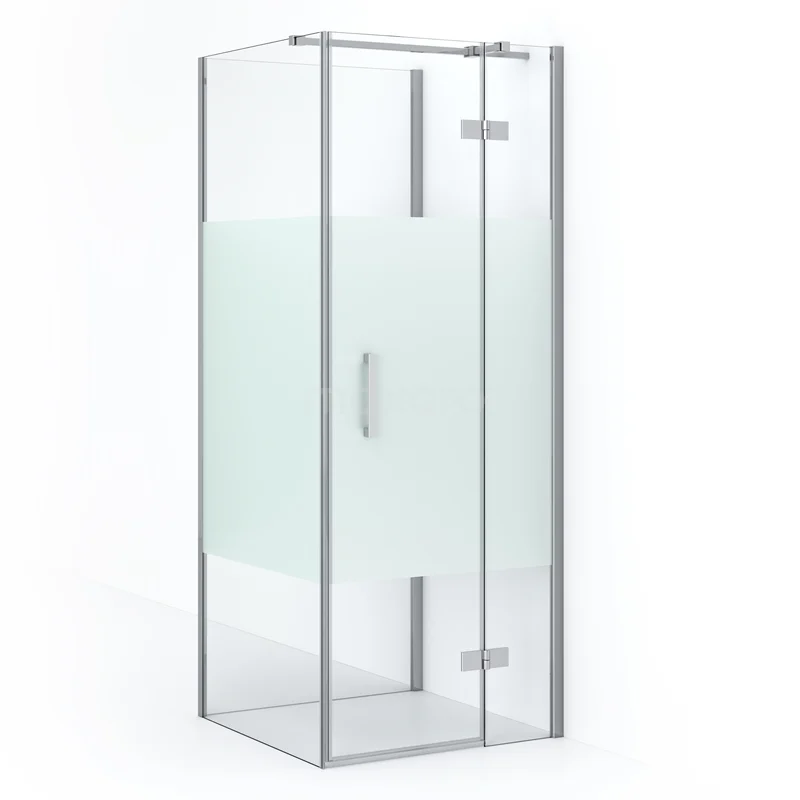 Diamond Shower enclosure | 80x80 cm Chrome Clear with matt strip Pivot door Semi-detached square CDF22350808313C
