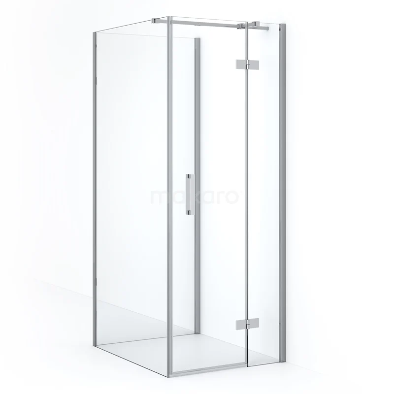 Diamond Shower enclosure | 90x80 cm Chrome Clear glass Pivot door Semi-detached rectangle CDF22350908310C