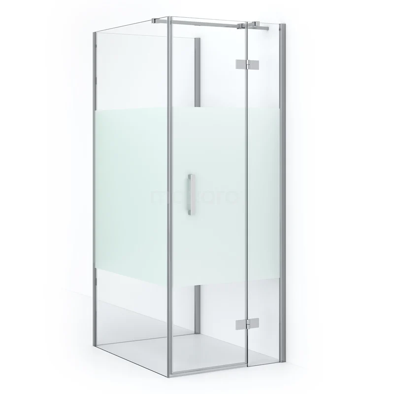 Diamond Shower enclosure | 90x80 cm Chrome Clear with matt strip Pivot door Semi-detached rectangle CDF22350908313C