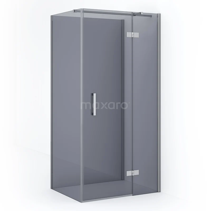 Duschkabine Halb freistehend Diamant 90x80cm 8mm Rauchglas Sicherheitsglas Chrom CDF22360809311C Graue Glas-Duschkabine, Eckmodell mit Aluminium-Scharniere, ideal für ein modernes Badezimmer.