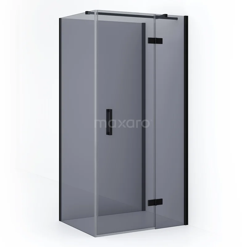 Diamond Shower enclosure | 90x80 cm Matte black Smoke glass Pivot door Semi-detached rectangle CDF22360809311MB