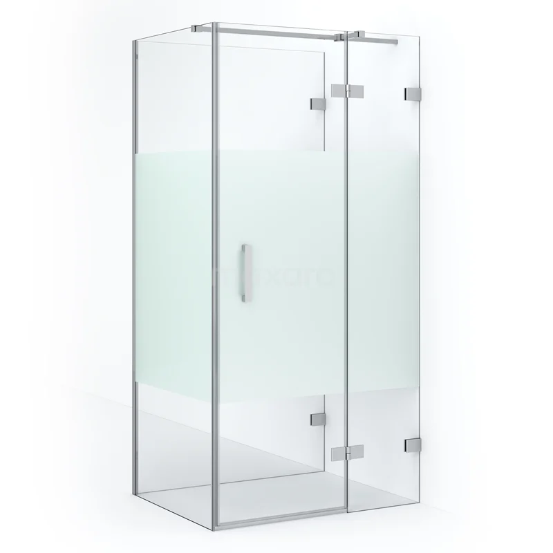 Diamond Duschkabine | 100x80 cm Chrom Drehtür Halbfreistehendes Rechteck CDF22460810323C Glasene Duschkabine mit mattem Glaspaneel, Chromprofil und Drehtür, perfekt für ein modernes Badezimmer.