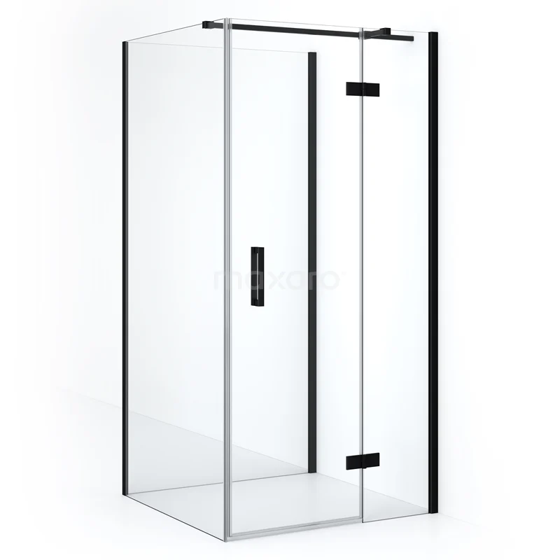 Diamond Shower enclosure | 100x90 cm Matte black Clear glass Pivot door Semi-detached rectangle CDF22361009310MB