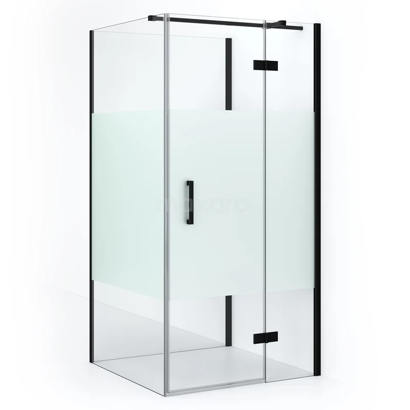 Diamond Shower enclosure | 90x90 cm Matte black Clear with matt strip Pivot door Semi-detached square CDF22360909313MB