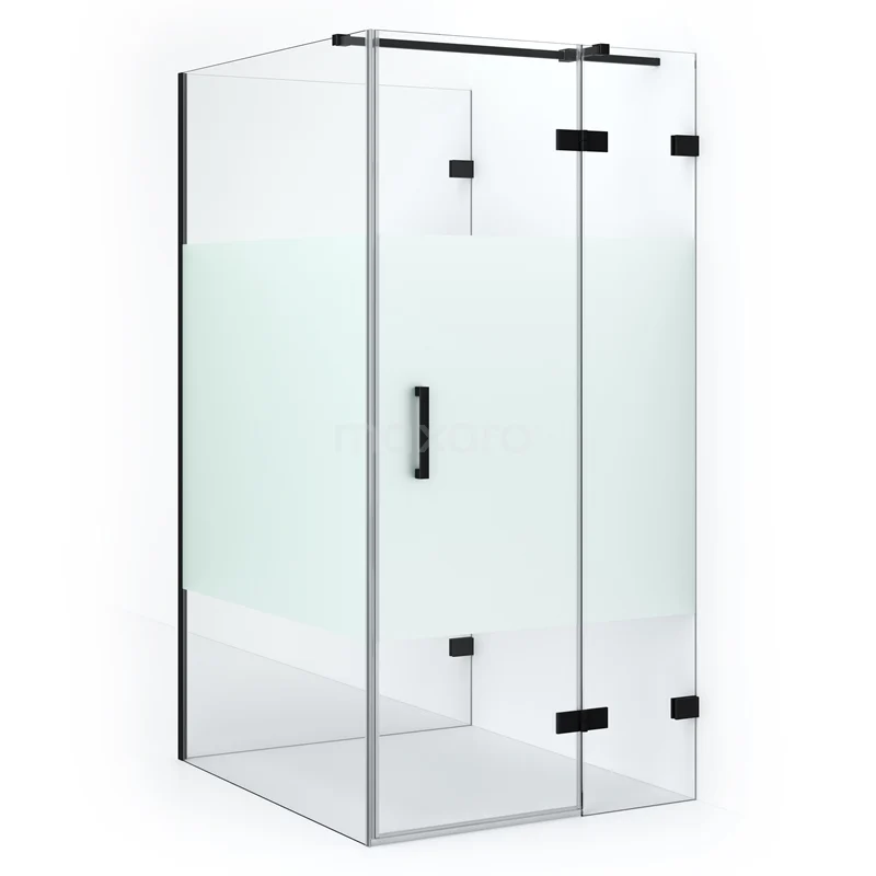 Diamond Shower enclosure | 120x100 cm Matte black Clear with matt strip Pivot door Semi-detached rectangle CDF22461210323MB