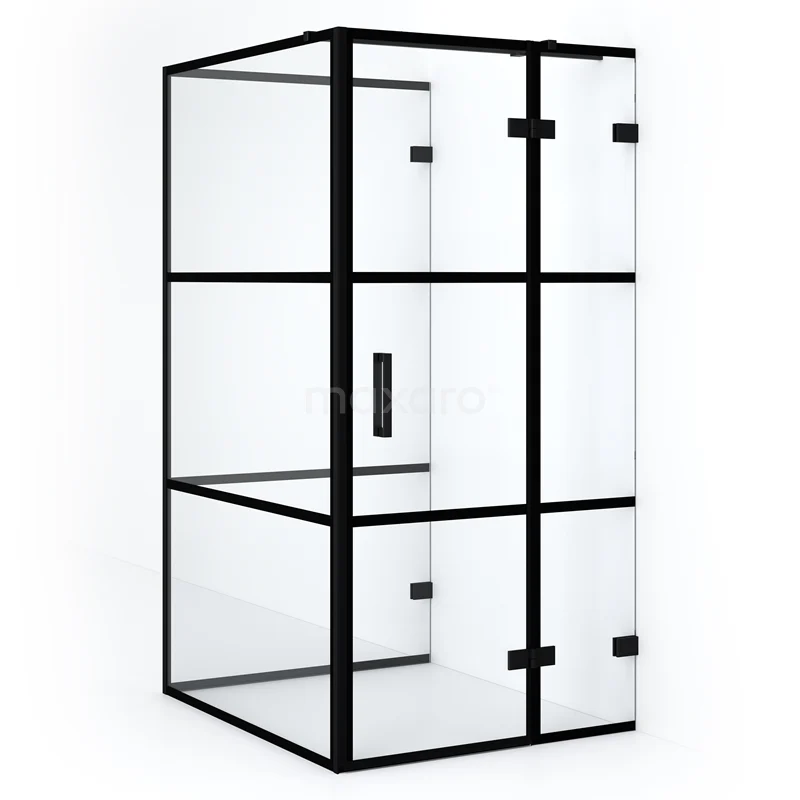 Diamond Shower enclosure | 120x100 cm Matte black Clear with 4 black stripes Pivot door Semi-detached rectangle CDF22461210328MB