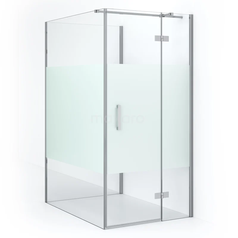 Diamond Shower enclosure | 140x90 cm Chrome Clear with matt strip Pivot door Semi-detached rectangle CDF22451409313C