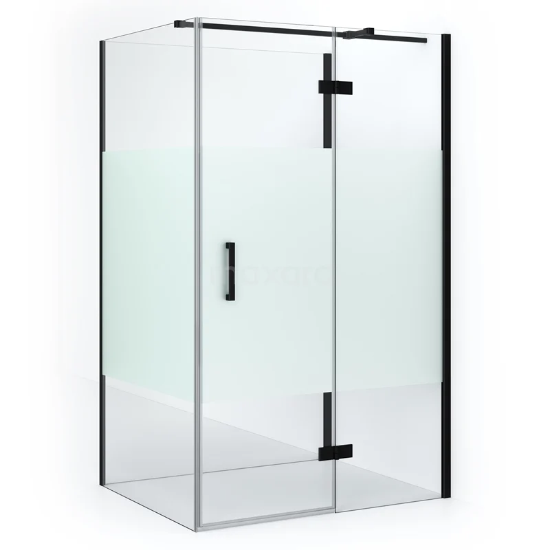 Diamond Shower enclosure | 110x100 cm Matte black Clear with matt strip Pivot door Semi-detached rectangle CDF22561011313MB