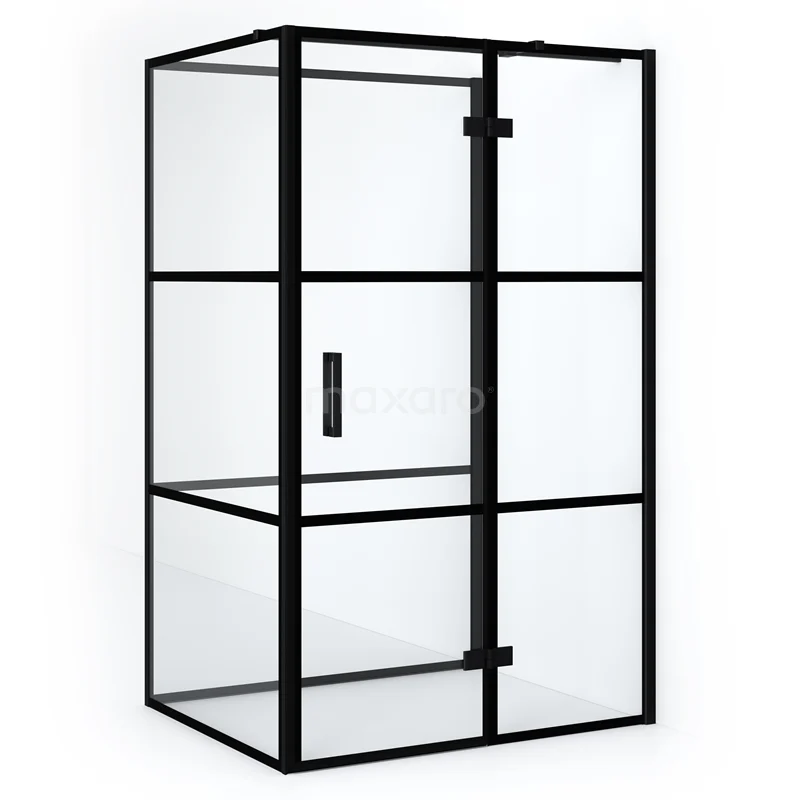 Diamond Shower enclosure | 120x100 cm Matte black Clear with 4 black stripes Pivot door Semi-detached rectangle CDF22661012318MB
