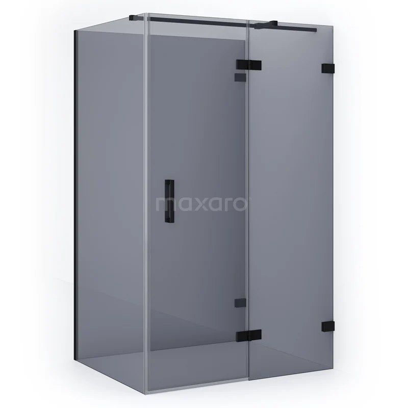 Diamond Shower enclosure | 110x90 cm Matte black Smoke glass Pivot door Semi-detached rectangle CDF22560911321MB