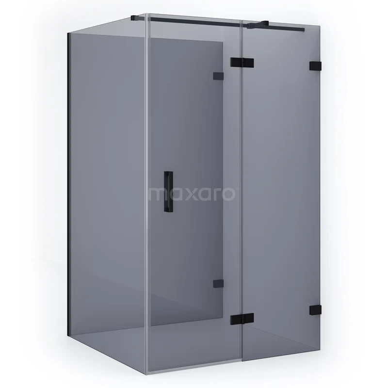 Diamond Shower enclosure | 120x120 cm Matte black Smoke glass Pivot door Semi-detached square CDF22661212321MB