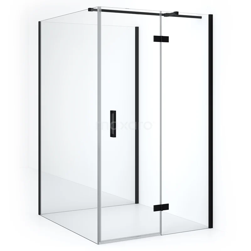 Diamond Shower enclosure | 130x120 cm Matte black Clear glass Pivot door Semi-detached rectangle CDF22661312310MB