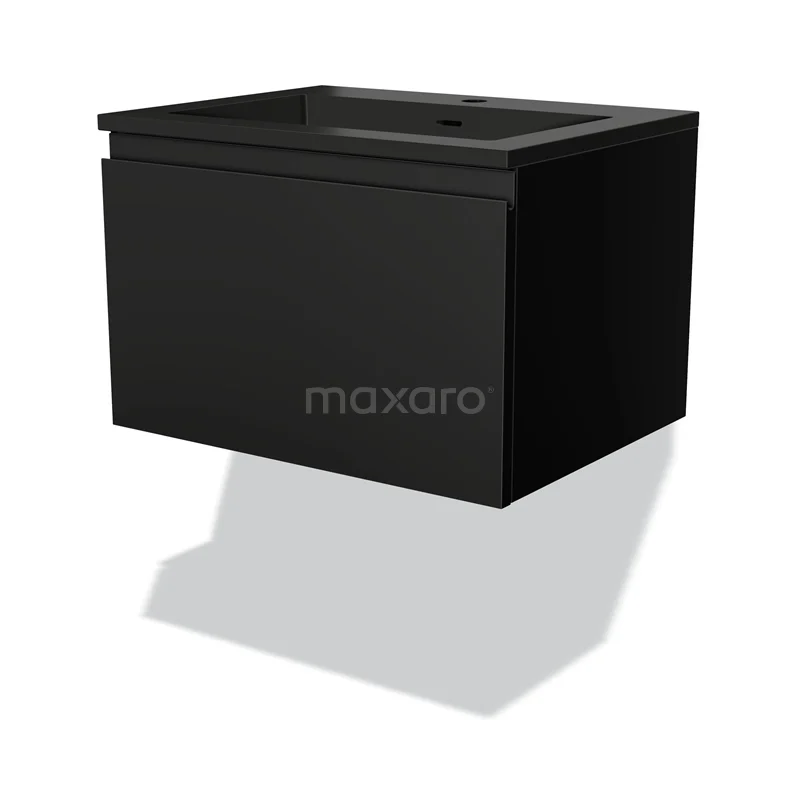 Modulo Vanity units with basin | 60 cm Matte black Handle-less front Quartz 1 drawer BMW11-03655