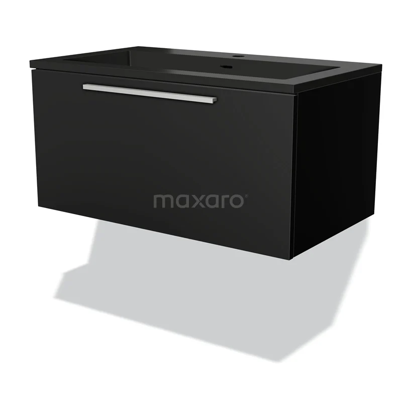 Modulo Vanity units with basin | 80 cm Matte black Flat front Quartz 1 drawer BMW11-03656