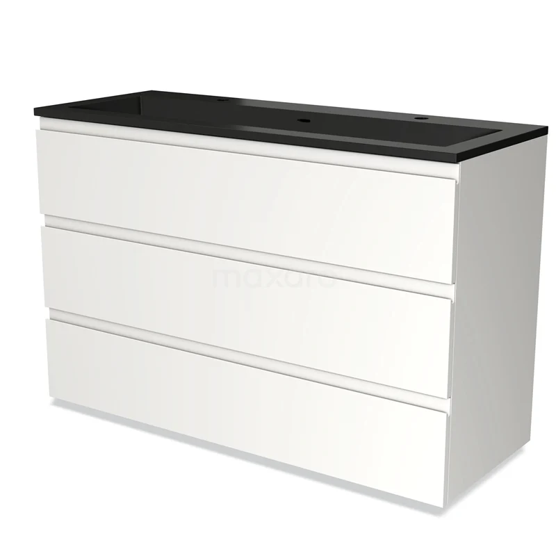 Modulo Vanity units with basin | 120 cm Matte white Handle-less front Quartz 3 drawers BMW19-02313