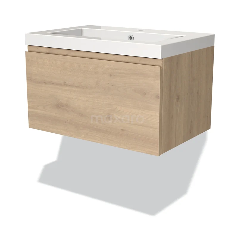 Modulo Vanity units with basin | 70 cm Light brown oak Handle-less front Mineral marble 1 drawer BMW11-03375
