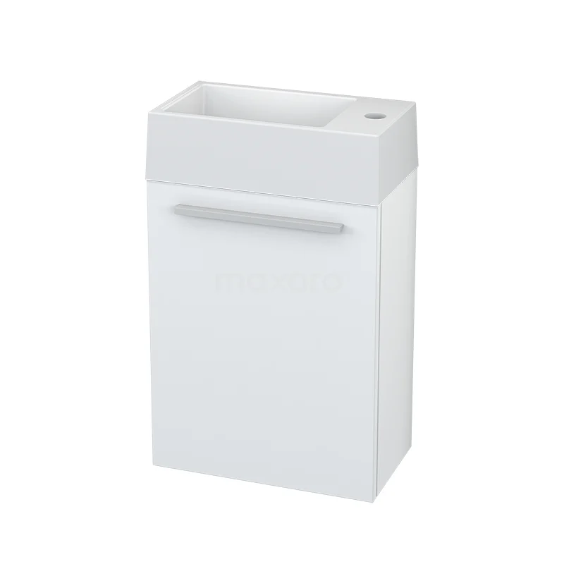 Canto Toilet unit with basin | 40 cm High-gloss white Flat front Mineral marble TMW05-00004