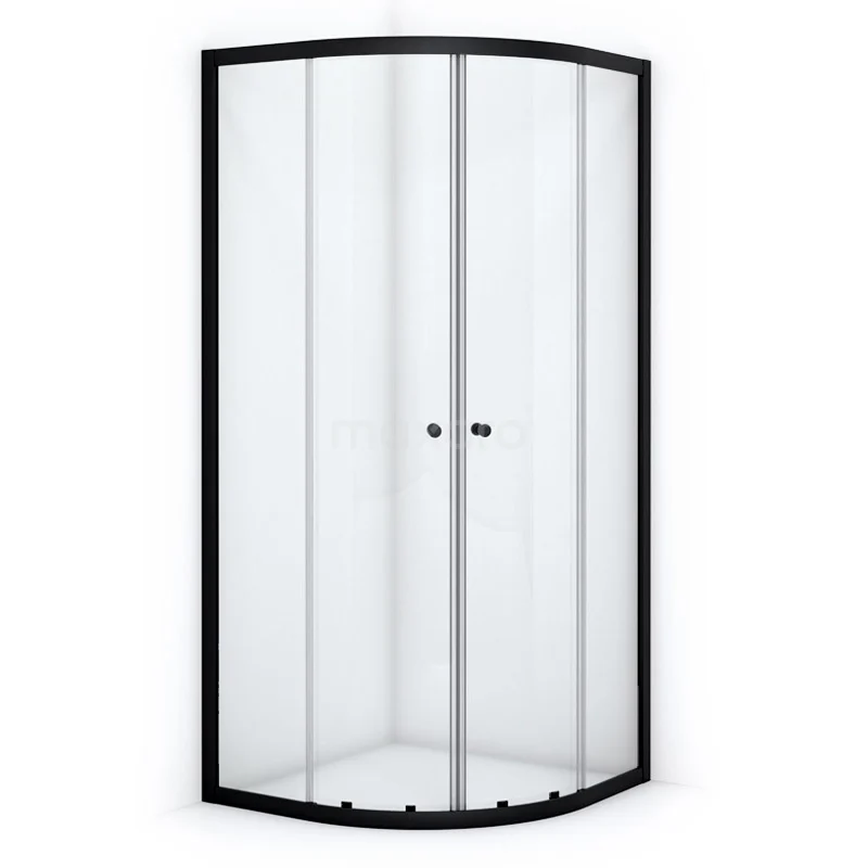 Duschkabine Ruby Allure 100x100cm aus klarem Sicherheitsglas mit Schiebetüren Matt Schwarz R0820-1010M Schwarze Eck-Duschkabine mit Schiebetüren, Glasplatten und minimalistischem Design. Perfekt für moderne Bäder.