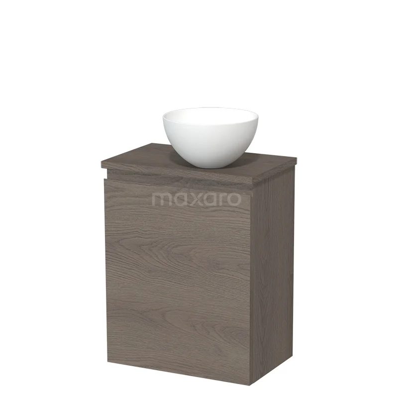 Toilet unit with countertop wash basin | 41 cm Dark brown oak Handleless front Matte white Solidtop wash basin Dark brown oak worktop TMK10-09189