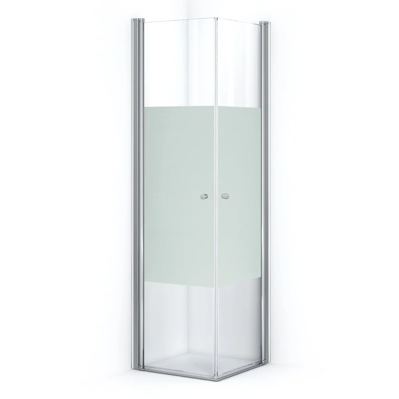 Zircon Comfort Shower enclosure | 60x60 cm Chrome Clear with matt strip Pivot door Square S0312-0606