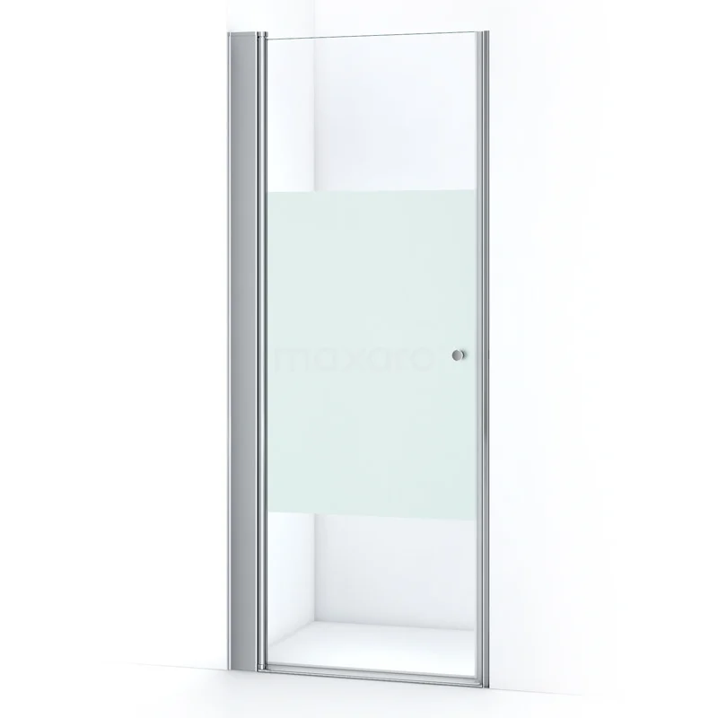 Duschtür Zircon Comfort 85cm aus klarem Sicherheitsglas mit mattem Streifen Chrom S0332-0869N Glasene Duschtür mit mattem transparentem Paneel, Aluminiumrahmen und minimalistischem Design für moderne Badezimmerstile.
