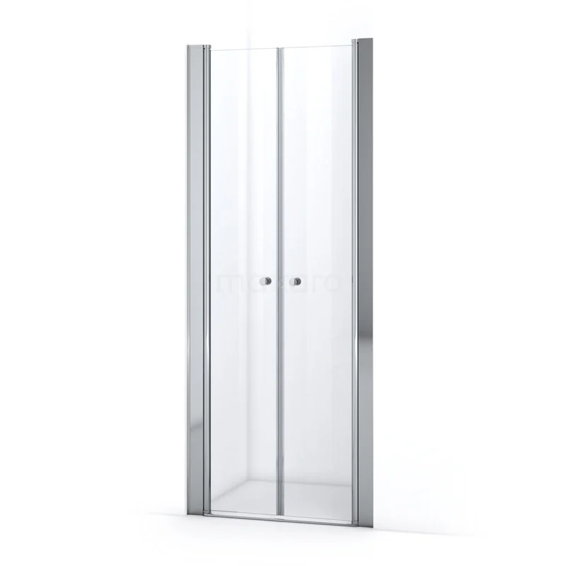 Duschtür Zircon Comfort 85cm aus klarem Sicherheitsglas Chrom S0421-0850N Glasene Duschtür mit zwei transparenten Paneelen und einem Aluminiumrahmen, ideal für einen modernen Badezimmerstil.