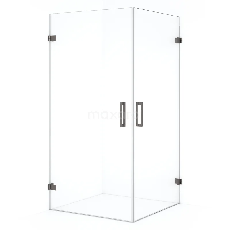 Diamond Shower enclosure | 90x90 cm Black metal Clear glass Pivot door Square CDE1090920ZM